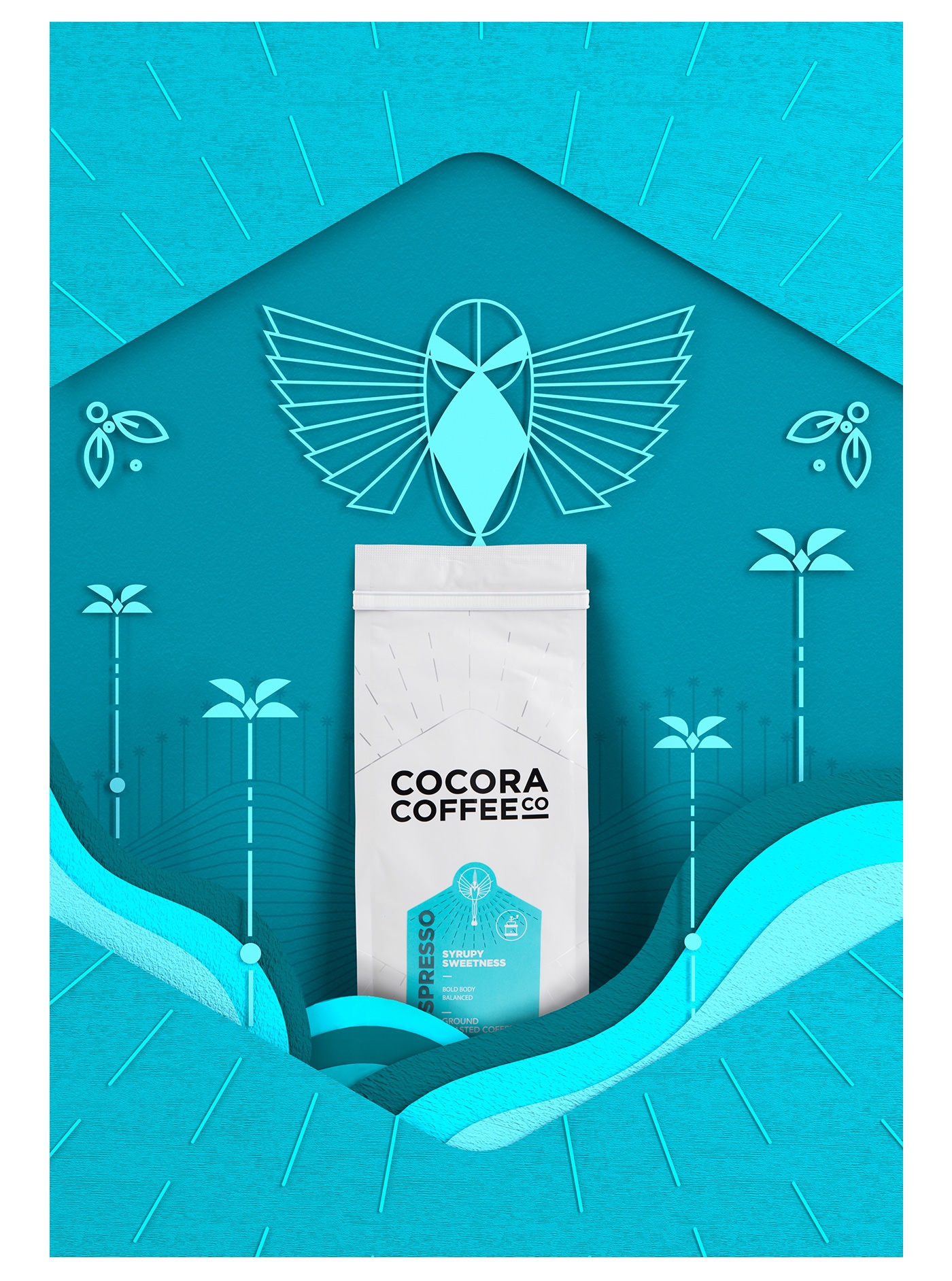 為一個咖啡杯，一個街角咖啡店，做整體的品牌包裝設計